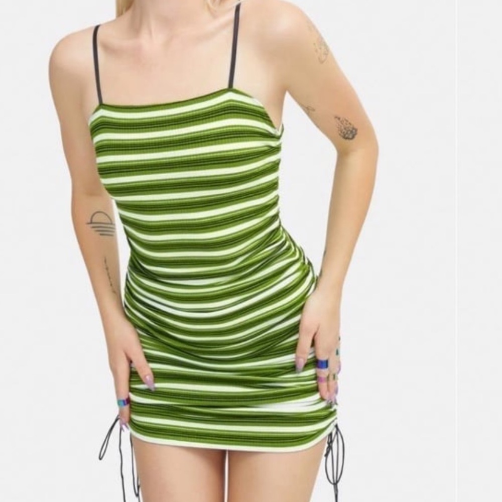 Current Mood green black striped dress